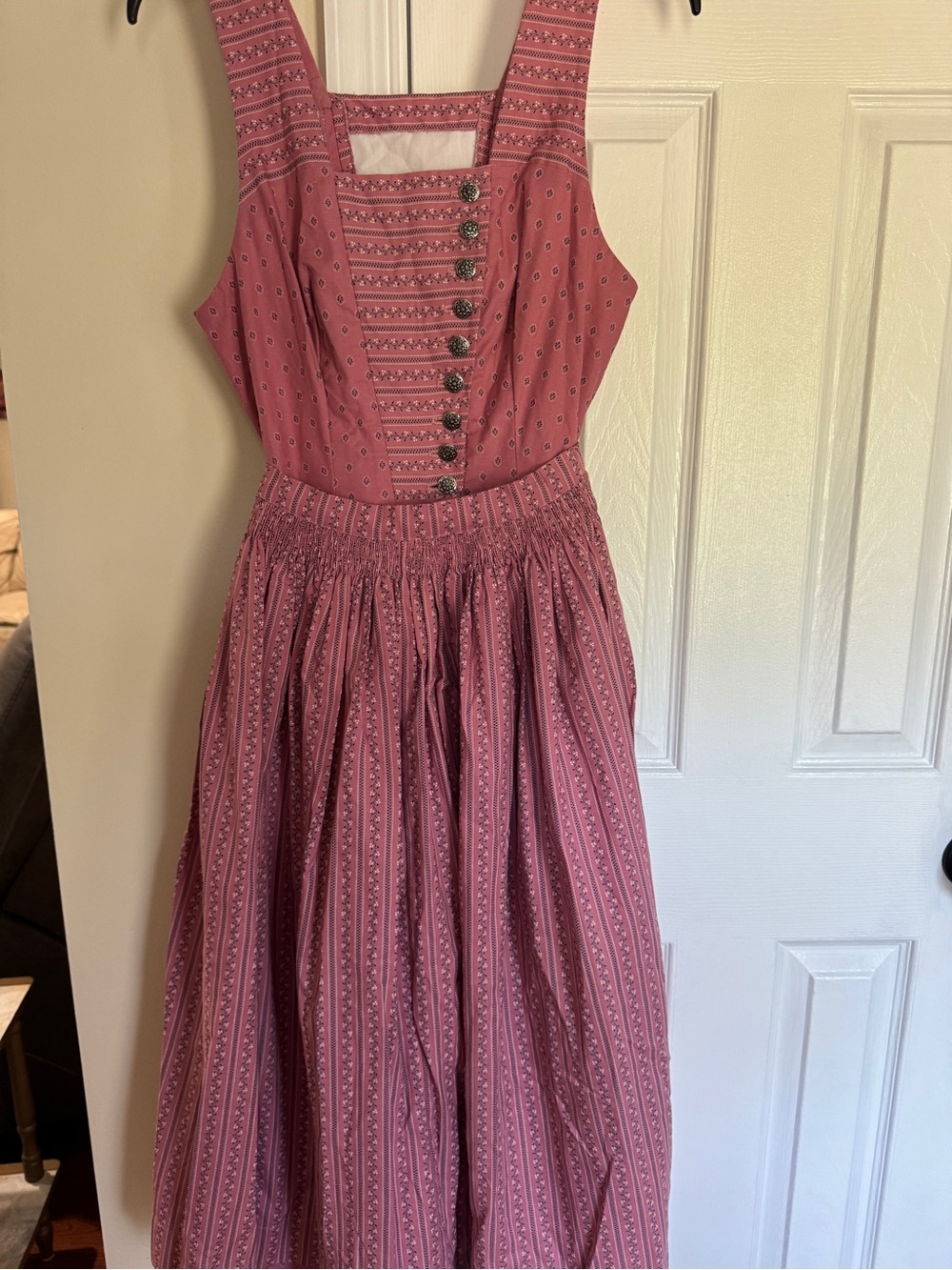 Artisan Handmade Womens Pink Dress and Apron Medium Dirndl, Prairie, Cottagecore - Picture 10 of 12